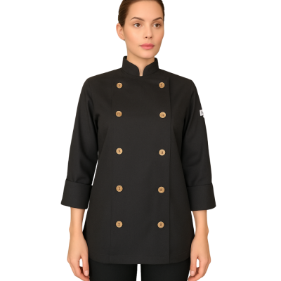 Ahşap Düğmeli Profesyonel Şef Ceketi & Önlük Takım – Şık Ve Dayanıklı Mutfak Takımı