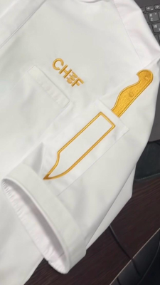 Chef Kol Bıçak Nakış Logosu 20 cm | Aşçı Ceketi ve Üniforma İçin Profesyonel Nakış Arması