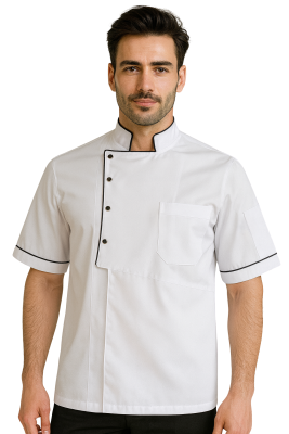 Kısa Kollu Nefes Alabilir Aşçı Ceketi – Modern Kesim Şef Ceketi | Model 17