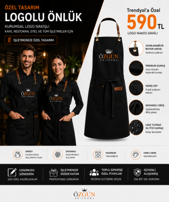 Logolu önlük ,Kurumsal Logolu Nakışlı Aşçı Bone ve Önlük  – Kişiye & Firmaya Özel Tasarım