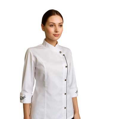 Slimline Yaka Kadın Aşçı Ceketi — Şıklık Ve Konforun Mutfaktaki Buluşması